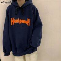 《Qinghe Yi Fang》 Hoodies ผู้หญิงเลดี้เสื้อผ้าอินเทรนด์จดหมายทุกการแข่งขันที่อบอุ่นสไตล์เกาหลีหนาหลวมวิทยาลัยแอปริคอทออกแบบใหม่ที่เรียบง่ายพื้นฐาน Ins