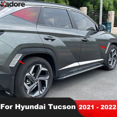 【CW】 Tucson 2021 2022 Carbon Car Front Rear Eyebrow Cover Trim Side Air Vent Trims Sticker Accessories