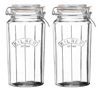 KILNER ขวดโหลแก้วถนอมอาหาร อเนกประสงค์ พร้อมซีลยาง และฝาคลิปสแตนเลส คิลเนอร์ ฟาเซต คลิป ท๊อป ทรงเหลี่ยมฟาเซต ขนาด 1.8 ลิตร รุ่น 0025.735 2 ขวด