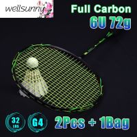 Wellsunny ALP FN 2Pcs ไม้แบดมินตันพร้อมกระเป๋าและผูกสตริง6U 72G 100% คาร์บอนไฟเบอร์ Racquet Professional Ultralight แบดมินตัน Raket สำหรับการฝึกอบรม Reket