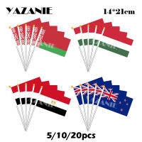 YAZANIE 14*21 ซม. 5/10/20 pcs เบลารุสฮังการีอียิปต์นิวซีแลนด์ธงมือขนาดเล็ก National Flag with Pole Handing Flag Flying Banner-yrumrudang