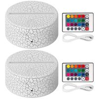 2 Pack 3D Night LED Light Lamp Base + Remote Control + USB Cable, 16 Colors Light Show Display Stand for Acrylic