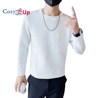 Cozy Up เสื้อยืดแขนยาวผู้ชาย O คอลำลองสีทึบพิมพ์สบาย