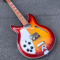 มาใหม่มือซ้าย Rickenbacker 381กีตาร์ไฟฟ้าเชอร์รี่ Sunburst กึ่งกลวงร่างกาย Humbucker โชคนำเข้าฮาร์ดแวร์ขายร้อน