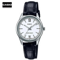 Velashop นาฬิกาข้อมือผู้หญิงคาสิโอ Casio Standard สายหนัง หน้าปัดขาว เลขโรมัน รุ่น LTP-V005L-7B2UDF, LTP-V005L-7B2, LTP-V005L