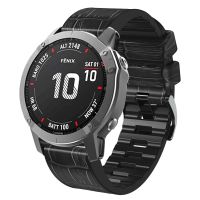 สำหรับ Garmin Fenix 7X/6X Pro/Tactix 7 26มม. ลายจระเข้นาฬิกาหนัง (สีดำ)