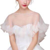 สตรีแต่งงานเคปเชียร์ T Ulle Ruffles ตัดเจ้าสาว Capelet Bolero 1920วินาทีสุภาพสตรี