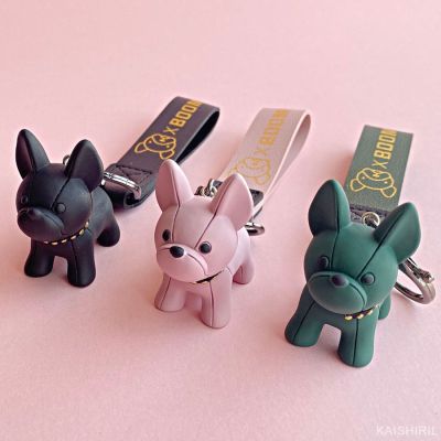 2021 New Cartoon French Bulldog Dog Keychain Cute Doll Key Chain For Woman/Men/Kids Creative Couple Ins Bag Pendant Car Key Ring