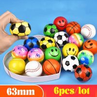 6Pcs/lot 6.3cm Smile Face Foam Ball Squeeze Stress Ball Outdoor Sports Relief Toy Hand Wrist Exercise PU Toy Balls For Children