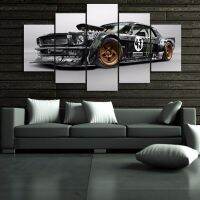 Ford Mustang RTR ภาพวาดรถ-5แผงผ้าใบพิมพ์โปสเตอร์ Wall Art-HD พิมพ์ภาพสำหรับตกแต่งบ้าน-ไม่มีกรอบ