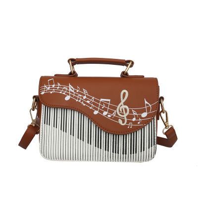 Embroidered Musical Notes Piano Shape Purses and Handbags for Women Fashion Casual Shoulder Bag Party Clutch Fun Ladies Mini Bag