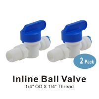 【cw】 Male Inline Ball Valve 1/4 Inch Thread to 1/4 Inch Quick Connector Fitting for Water Filters and Reverse Osmosis Systems 2 PACK !