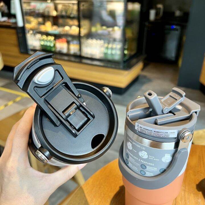 แก้วกาแฟกระติกน้ำร้อนสแตนเลสขนาด600มล-750มล-900มล-วาล์วเครื่องดูดฝุ่นแก้วสำหรับเดินทางรถร้อนสองฉนวนเก็บความเย็น