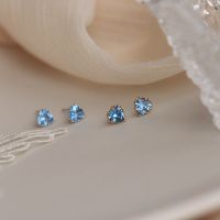 มาใหม่ Elegant Sky Blue Cubic Zircon หัวใจ100 925เงินสเตอร์ลิงสตั๊ดต่างหูผู้หญิงหญิงเครื่องประดับ Fine YEA598