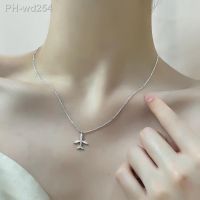 ❇◊卐 Xingyunday Zircon Plane Airplane Pendant Necklace for Women Chain Link Necklace Fashion Silver Color Jewelry