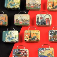 〖Margot decoration〗 10pcs Mini Suitcase Tin Box London Styles Handle Metal Box Chocolate Candy Box Jewelry Tea Organizer Container Case Wedding Gift