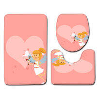 Valentines Day Style Bath Mat in the Bathroom Toilet Seat Cushion HomeDecoration Waterproof Foot Rug Set in the Bathroom Carpet