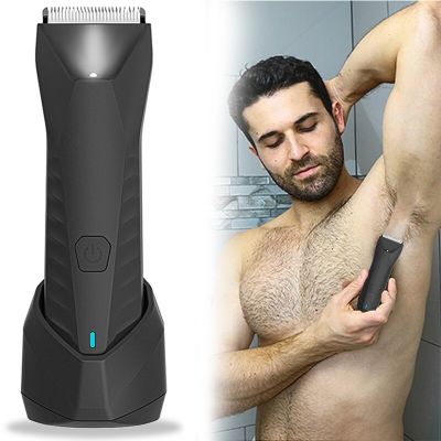ZZOOI Electric Body Trimmer Shaver for Men Groin Hair Removal IPX7 Waterproof Clippers Rechargeable Male Epilator Private Part Razor