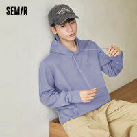 Semir เสื้อยืดผู้ชาย2022ฤดูใบไม้ร่วงใหม่คลุมด้วยผ้าพื้นฐานสีทึบเวอร์ชั่นเกาหลีวางไหล่ทุกวันกีฬาสบายๆด้านบนเสื้อกันหนาวหมวก