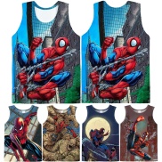 Yaya Spiderman bé trai và bé gái áo ba lỗ 3D Áo phông in hình không tay