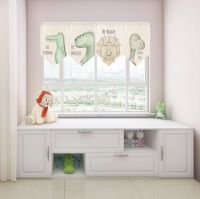 Cartoon Animal Triangle Curtain Short Curtain Half Curtain Kitchen Living Room Half Curtain Short Curtain Children Bedroom Decor