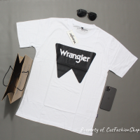 เสื้อยืดของผู้ชายนำเข้าจาก Wrangler USA เสื้อยืดนำเข้าสีขาวเสื้อเชิ้ตฟรีถุงกระดาษดิสโทร