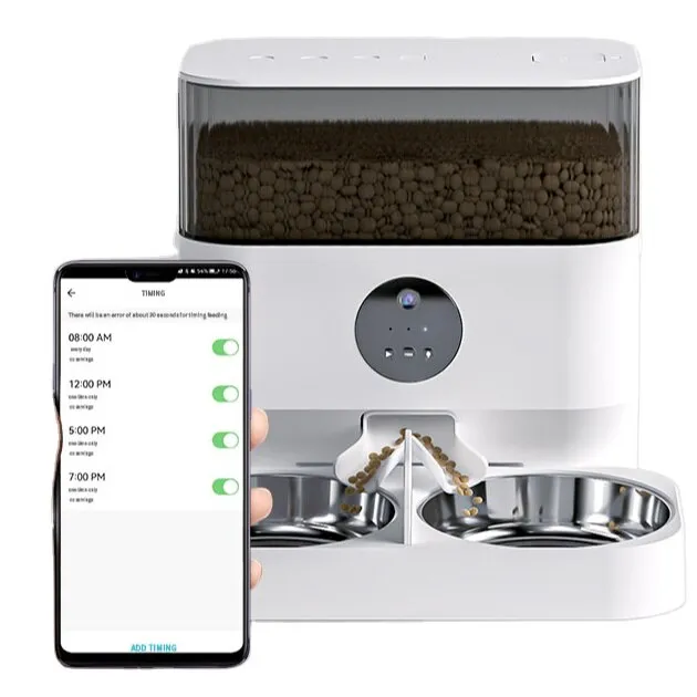 ชามใส่ที่ใส่อาหารเครื่องให้อาหารสัตว์เลี้ยงแมวสุนัขสัตว์เลี้ยงอัตโนมัติอัจฉริยะอัจฉริยะไข่จับเวลาสำหรับแมวสุนัขแบบอัตโนมัติ