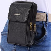 PU Leather Men Small Waist Bag Solid Color Bum Belt Pack Casual Fanny Business Waist Bag Men Travel Sports Belt Bum Phone Pouch Running Belt