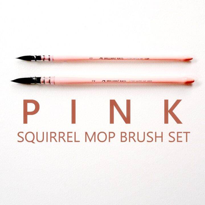 GIFTBOX SPECIAL!! MAIRTINI Brilliant Rays PINK 2pc. Squirrel MOP Brush