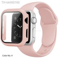 ✟▤℡ Glass Case Strap For Apple Watch band 44mm 45mm 40mm 41mmm 38mm 42mm 44mm 45mm Silicone bracelet iWatch series 4 5 6 se 7 8 band