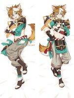 ปลอกหมอนอิง DIY ออกแบบเองคอสเพลย์อนิเมะเกม Genshin Impact Gorou Dakimakura ปลอกคลุมเบาะหมอนกอดที่บ้าน