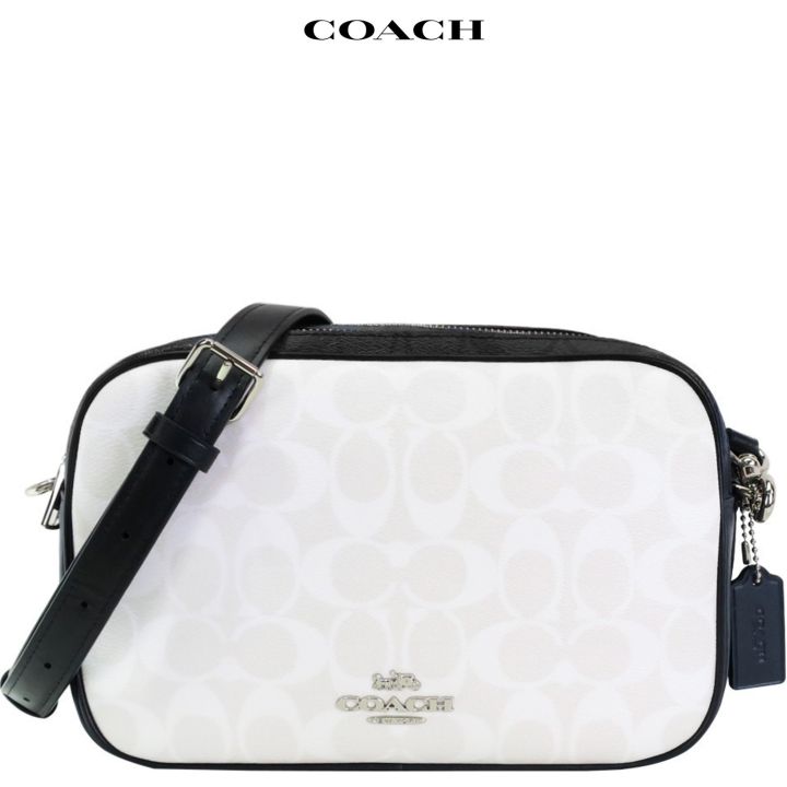 Coach Jes Crossbody In Blocked Signature Canvas F91077 White