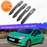 ขอบฝาครอบที่จับประตูรถยนต์โครเมียมสำหรับ Renault Clio 3 III 2005 ~ 2012ชุดป้องกันรอยขีดข่วนอุปกรณ์เสริมชิ้นส่วนการออกแบบภายนอกโครเมียม