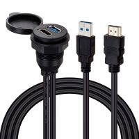 USB HDMI Mount Cable 2 Ports USB 3.0 HDMI Flush Mount Car Mount Extension 2 meter