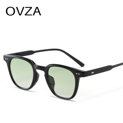 OVZA สี่เหลี่ยมผืนผ้าแว่นกันแดดแบบย้อนยุคสำหรับผู้หญิงแว่นตากันแดดคลาสสิกสำหรับผู้ชายสีที่มีคุณภาพสูง S1062