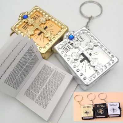 ✳☋✵ English Mini HOLY Bible Keychain Religious Christian Jesus Cross Key Chain Women Prayer God Bless Gift Souvenirs Keyring
