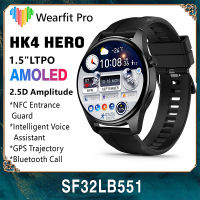 ใหม่ HK4 Hero สมาร์ทวอทช์ AMOLED 1.5 นิ้ว Ltpo 2.5D Amplitude Mens NFC สมาร์ทวอทช์ไร้สายชาร์จบลูทูธโทร GT3 Pro 2023