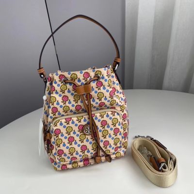 2023 new Tory Burch Virginia Eco-Friendly Polyester Print Bucket Bag Handbag Shoulder Bag Messenger Bag