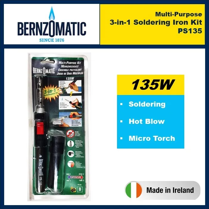 Bernzomatic MultiPurpose Butane Powered 3in1 Soldering Iron Kit