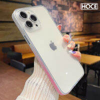 HOCE เคสโทรศัพท์กระจกกากเพชรสำหรับกล้อง iPhone 14 13 12 Pro Max ที่ส่องประกายด้านหลังโปร่งใสกรอบป้องกันพร้อมกรอบไล่ระดับสี