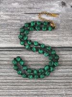 ZZOOI YUOKIAA Natural Green Malachite Necklace with Lobster Clasp Chain for Women Men Buddha Prayer Bead Meditation Japa Mala Necklace