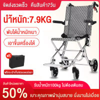 รถเข็นผู้ป่วย Wheelchair รถเข็นผู้สูงอายุพับได้  วีลแชร์พับได้ อลูมิเนียม อัลลอย พับได้ มีเบรค นน.เบา แข็งแรง รับนน.150 กก. พรีเมี่ยม ขายดี!!!