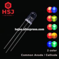 50pcs F5 5mm Transparent Type Two Color Common Anode or Cathode LED Diode Red &amp; Green Bi-Color Light Emitting Diode  3 PinsElectrical Circuitry Parts