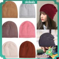 OKDEALS หนา ฤดูหนาวที่อบอุ่น ยางยืด ผ้าขนสัตว์แคชเมียร์ Beanies หมวกฮิปฮอป หมวก Skullies หมวกถัก