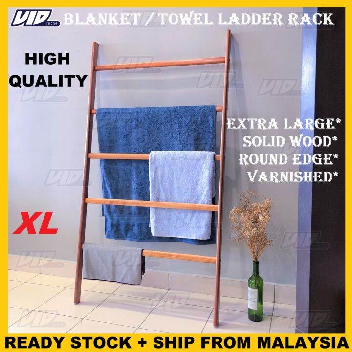 VIDTECH EXTRA LARGE Blanket Towel Ladder Rack Deco Wooden Home Decor
