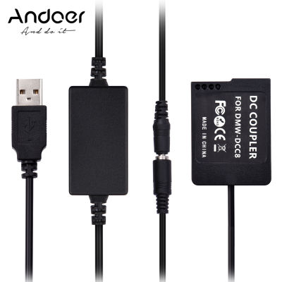 Andoer DMW-DCC8 USB PowerชุดDC Coupler Dummyแบตเตอรี่เปลี่ยนDMW-BLC12แบตเตอรี่พร้อมUSB ConverterสายไฟเดียวUSBเข้ากันได้กับPanasonic Lumix DMC-FZ200 FZ300 FZ1000 FZ2500 G5 G6 G7 G80 G85 GX8กล้องสำหรับDMW-AC8อะแดปเตอร์AC