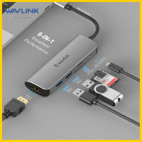 Wavlink 6 in 1 USB-C Hub Dock พร้อม 480Mbps SD และ TF Slot Converter พร้อมพอร์ต USB3.0 2 พอร์ต/4K พอร์ต HDMI/SD/microSD Card Reader USB Extender สำหรับ Windows และ Mac สำหรับอุปกรณ์ประเภท/MacBook/C