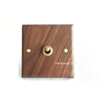 [HOT GELLXKOWOIGHIO 527] Retro Black Walnut Panel Brass Lever 2 Way Toggle Switch Solid Wood Wall Light Switch EU Socket