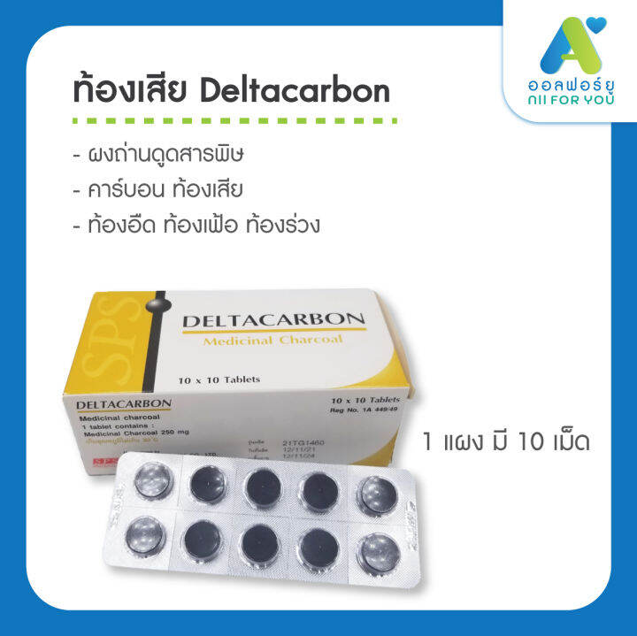 (ยกกล่อง) แก้ท้องเสีย ผงถ่านดูดสารพิษ deltacarbon คาร์บอนแก้ท้องเสีย