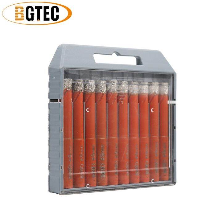 bgtec-เชื่อมแบบสุญญากาศเพชรแห้งก้านกลม10ชิ้น-เซ็ต6มม-ดอกสว่านเซรามิกแกรนิตกระเบื้องดอกสว่านหัวเจาะ